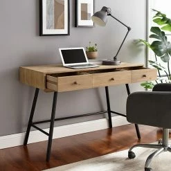 Alternative view of Linon Cailan 3-Drawer Desk White Black