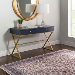 Alternative view of Linon Gold Finish 2-Drawer Desk