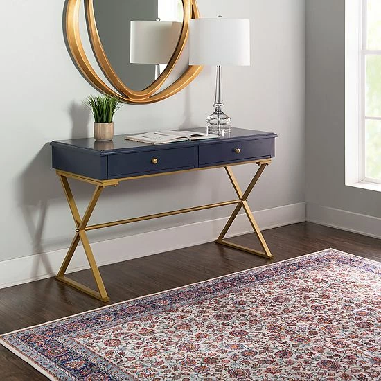 Linon Gold Finish 2-Drawer Desk 2 Linon Gold Finish 2-Drawer Desk - Image 2