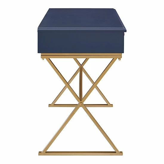 Linon Gold Finish 2-Drawer Desk 3 Linon Gold Finish 2-Drawer Desk - Image 3