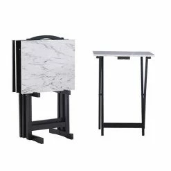 Linon White Faux Marble TV Tray Table 5-piece Set -Linon Sales Store unnamed file 103