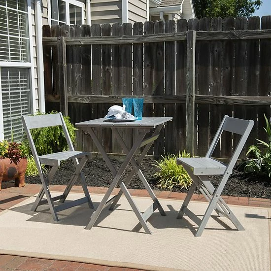 Linon Rockport Square Patio Table & Chair 3-piece Set 5 Linon Rockport Square Patio Table & Chair 3-piece Set - Image 5