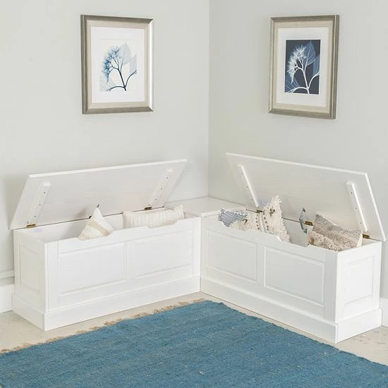 Linon Tobin Backless Breakfast Nook Bench White White 2 Linon Tobin Backless Breakfast Nook Bench White White - Image 2