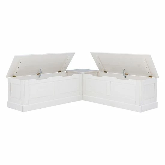 Linon Tobin Backless Breakfast Nook Bench White White 3 Linon Tobin Backless Breakfast Nook Bench White White - Image 3