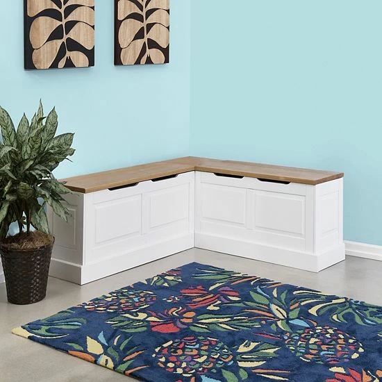 Linon Tobin Backless Breakfast Nook Bench White White 11 Linon Tobin Backless Breakfast Nook Bench White White - Image 11