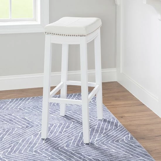 Linon Claridge Bar Stool White 2 Linon Claridge Bar Stool White - Image 2