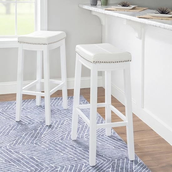 Linon Claridge Bar Stool White 3 Linon Claridge Bar Stool White - Image 3