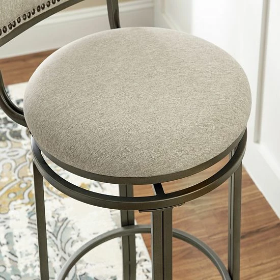 Linon Franklin Swivel Bar Stool Pewter 5 Linon Franklin Swivel Bar Stool Pewter - Image 5