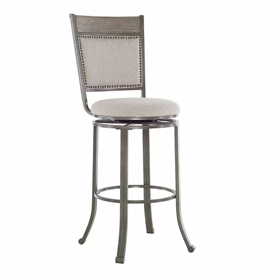 Linon Franklin Swivel Bar Stool Pewter 7 Linon Franklin Swivel Bar Stool Pewter - Image 7
