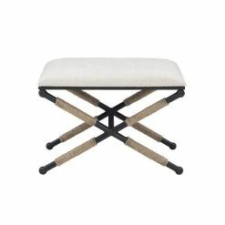 Linon Ashburn Campaign Accent Stool Black White Striped -Linon Sales Store unnamed file 1288