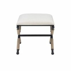 Linon Ashburn Campaign Accent Stool Black White Striped -Linon Sales Store unnamed file 1290