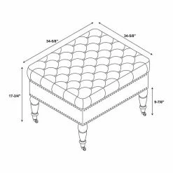 Linon Isabelle Square Tufted Ottoman Natural -Linon Sales Store unnamed file 1323