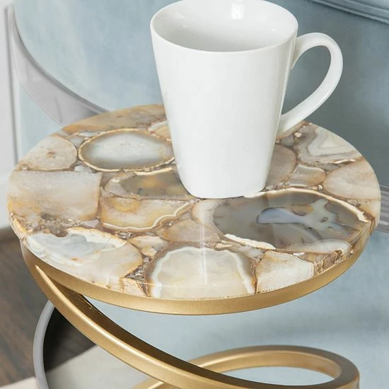 Linon Rian Spiral Drink Table Quartz Agate 4 Linon Rian Spiral Drink Table Quartz Agate - Image 4