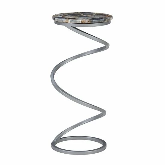 Linon Rian Spiral Drink Table Quartz Agate 8 Linon Rian Spiral Drink Table Quartz Agate - Image 8
