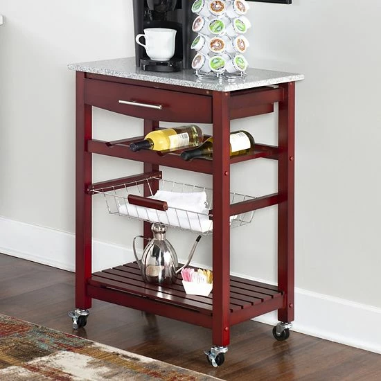 Linon Kitchen Island Granite Top 2 Linon Kitchen Island Granite Top - Image 2
