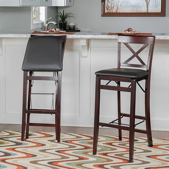 Linon Triena X-Back Folding Bar Stool 2 Linon Triena X-Back Folding Bar Stool - Image 2