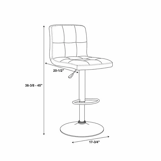 Linon Quilted Adjustable Bar Chair Black 11 Linon Quilted Adjustable Bar Chair Black - Image 11