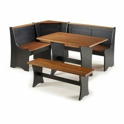 Linon Sales Store 56 Linon Parkside Antique Nook Dining Table 3-Piece Set Graywash White