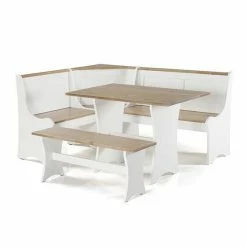 Linon Parkside Antique Nook Dining Table 3-Piece Set Graywash White -Linon Sales Store unnamed file 1453