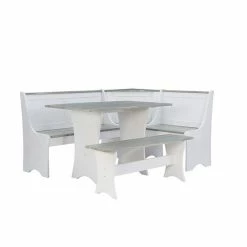 Linon Parkside Antique Nook Dining Table 3-Piece Set Graywash White -Linon Sales Store unnamed file 1454