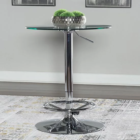 Linon Jenna Adjustable Pub Table & Stool 3-piece Set White Chrome 7 Linon Jenna Adjustable Pub Table & Stool 3-piece Set White Chrome - Image 7