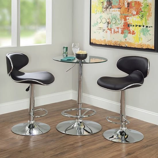 Linon Jenna Adjustable Pub Table & Stool 3-piece Set White Chrome 8 Linon Jenna Adjustable Pub Table & Stool 3-piece Set White Chrome - Image 8