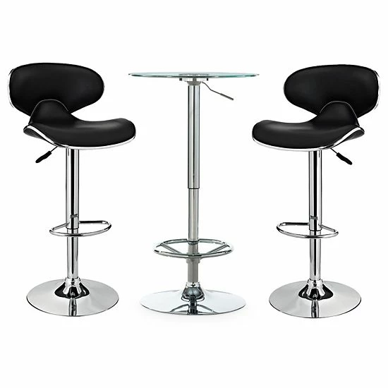 Linon Jenna Adjustable Pub Table & Stool 3-piece Set White Chrome 9 Linon Jenna Adjustable Pub Table & Stool 3-piece Set White Chrome - Image 9