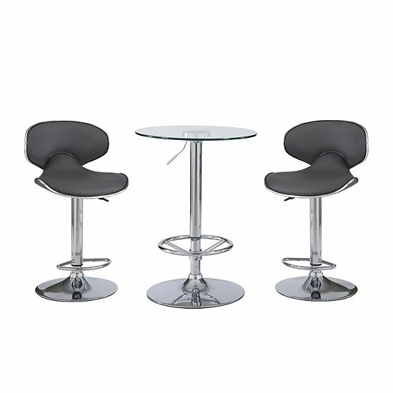 Linon Jenna Adjustable Pub Table & Stool 3-piece Set White Chrome 10 Linon Jenna Adjustable Pub Table & Stool 3-piece Set White Chrome - Image 10