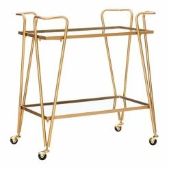 Linon Mid-Century Modern Bar Cart Chrome