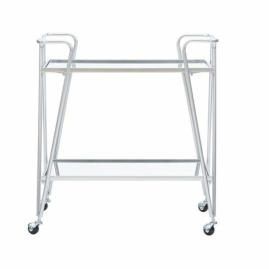 Linon Mid-Century Modern Bar Cart Chrome 3 Linon Mid-Century Modern Bar Cart Chrome - Image 3