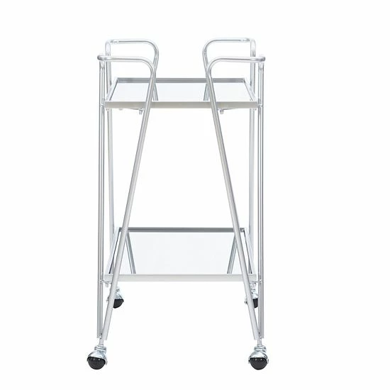 Linon Mid-Century Modern Bar Cart Chrome 4 Linon Mid-Century Modern Bar Cart Chrome - Image 4