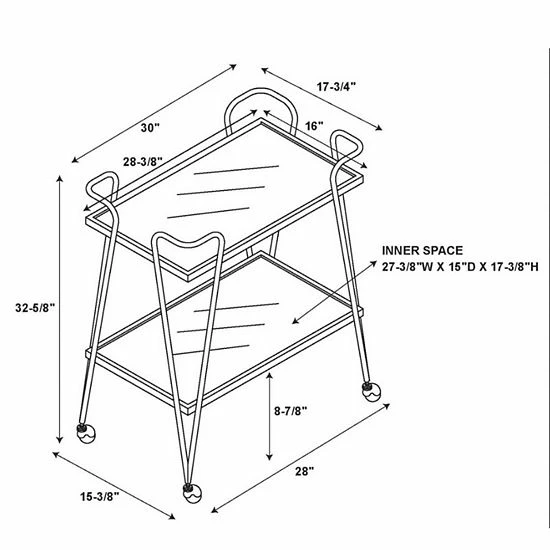 Linon Mid-Century Modern Bar Cart Chrome 6 Linon Mid-Century Modern Bar Cart Chrome - Image 6