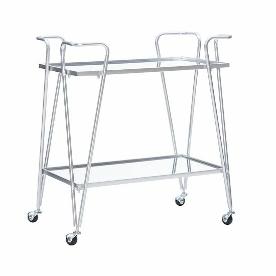 Linon Mid-Century Modern Bar Cart Chrome 8 Linon Mid-Century Modern Bar Cart Chrome - Image 8