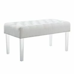 Linon Ella Acrylic Leg Bench Platinum