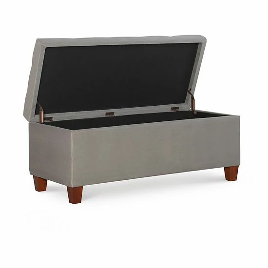 Linon Carmen Shoe Storage Ottoman Gray 2 Linon Carmen Shoe Storage Ottoman Gray - Image 2