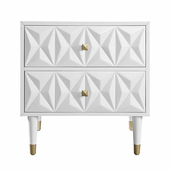Linon Geometric Texture Nightstand End Table Gray 1 Linon Geometric Texture Nightstand End Table Gray