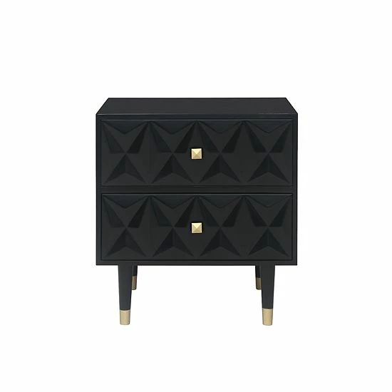 Linon Geometric Texture Nightstand End Table Gray 2 Linon Geometric Texture Nightstand End Table Gray - Image 2