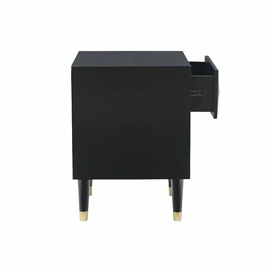 Linon Geometric Texture Nightstand End Table Gray 5 Linon Geometric Texture Nightstand End Table Gray - Image 5