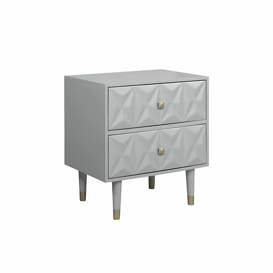 Linon Geometric Texture Nightstand End Table Gray 9 Linon Geometric Texture Nightstand End Table Gray - Image 9