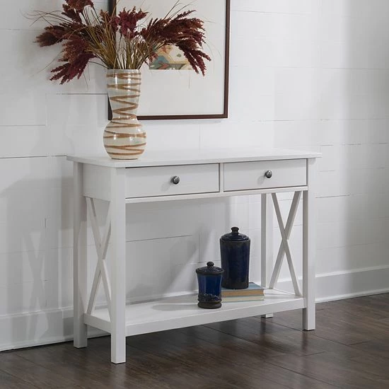 Linon Davis 2-Drawer Console Table Black 2 Linon Davis 2-Drawer Console Table Black - Image 2