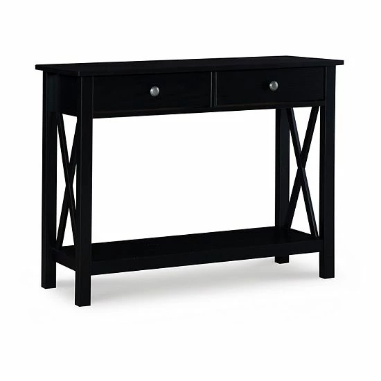Linon Davis 2-Drawer Console Table Black 7 Linon Davis 2-Drawer Console Table Black - Image 7