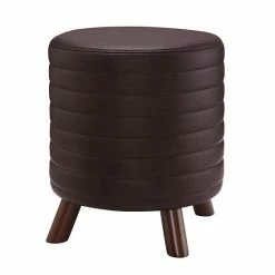 Linon Rivard Round Ottoman Beige