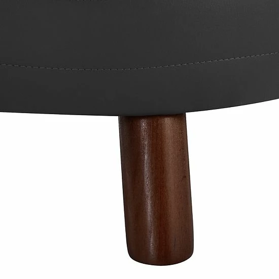 Linon Rivard Round Ottoman Beige 5 Linon Rivard Round Ottoman Beige - Image 5