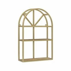 Linon Wren Arched 3-Shelf Wall Decor Brown Gold