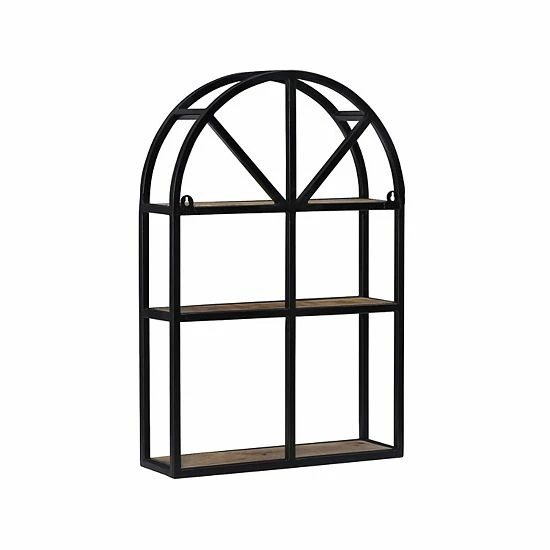 Linon Wren Arched 3-Shelf Wall Decor Brown Gold 2 Linon Wren Arched 3-Shelf Wall Decor Brown Gold - Image 2