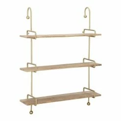 Linon Wesleigh 3-Shelf Wall Decor Brown Gold -Linon Sales Store unnamed file 1856