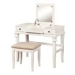 Linon Angela Vanity 2-piece Set Walnut