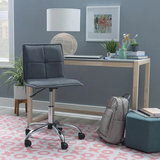 Linon Bristol Quilted Office Chair Gray 2 Linon Bristol Quilted Office Chair Gray - Image 2