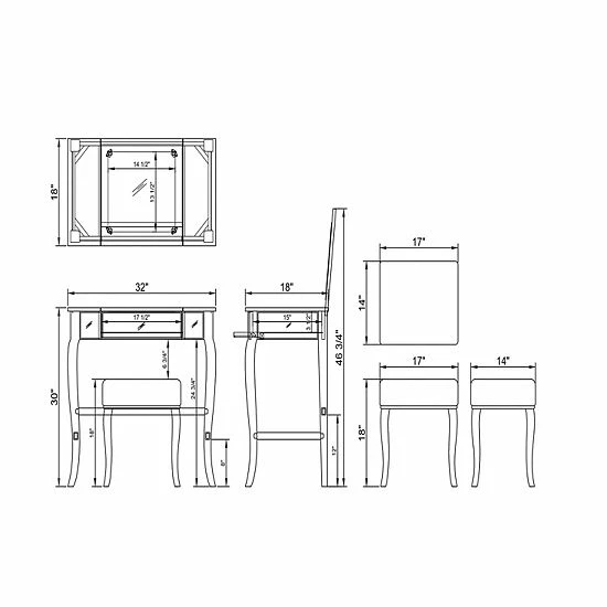 Linon Harper Vanity 2-piece Set 9 Linon Harper Vanity 2-piece Set - Image 9