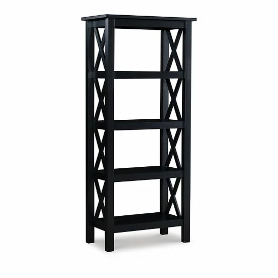 Linon Davis 5-Tier Bookcase Antique White 7 Linon Davis 5-Tier Bookcase Antique White - Image 7